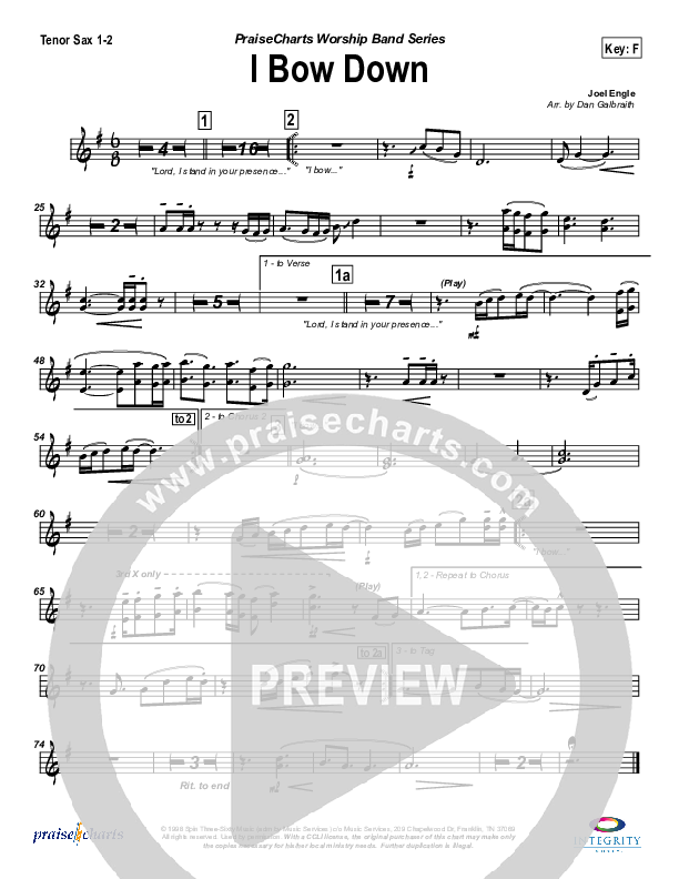 I Bow Down Tenor Sax 1/2 (Travis Cottrell)