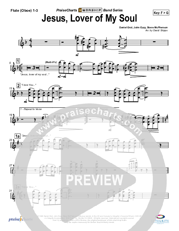 Jesus Lover Of My Soul Flute/Oboe 1/2/3 (Hillsong Worship)