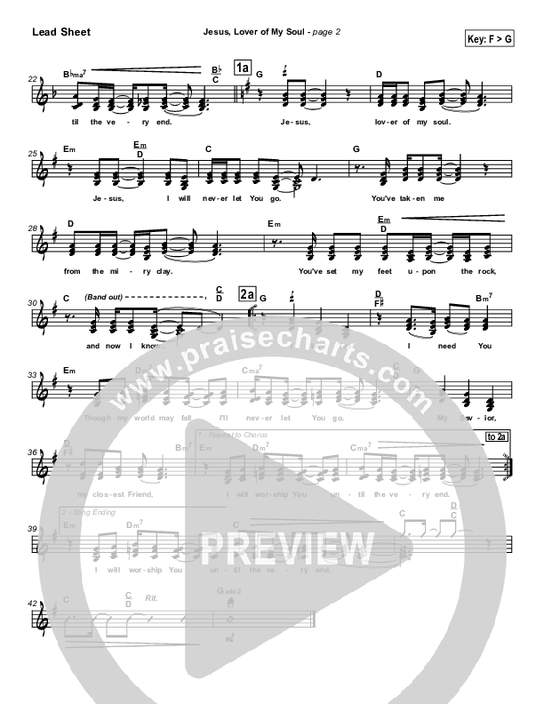 Jesus Lover Of My Soul Lead Sheet (Hillsong Worship)