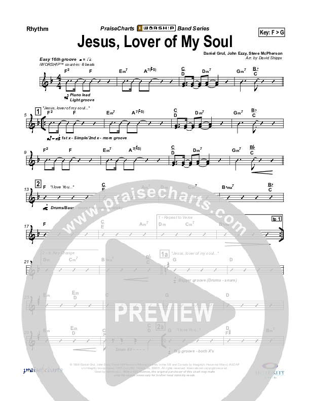 Jesus Lover Of My Soul Rhythm Chart (Hillsong Worship)