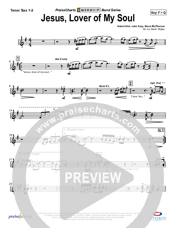 Jesus Lover Of My Soul Tenor Sax 1/2 (Hillsong Worship)