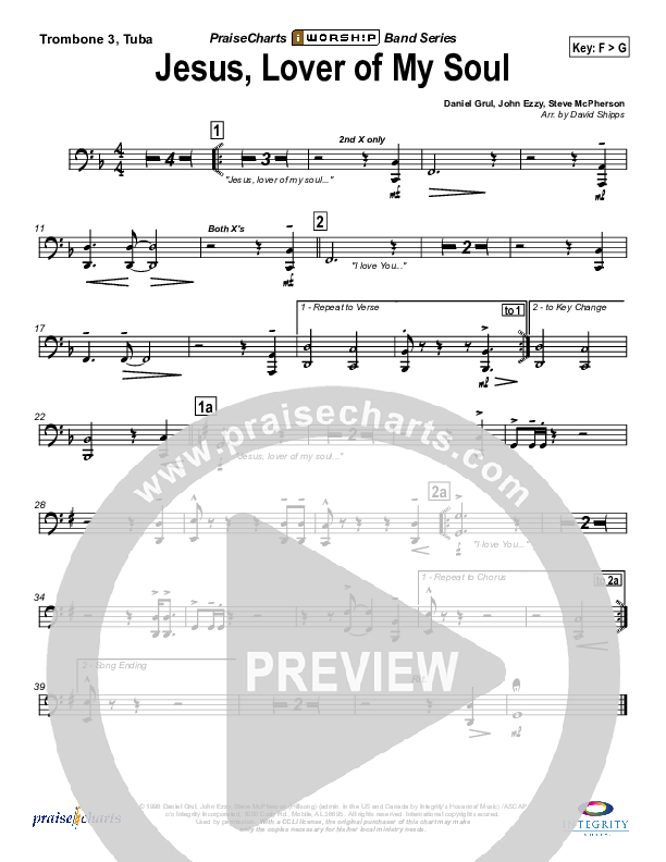 Jesus Lover Of My Soul Trombone 3/Tuba (Hillsong Worship)