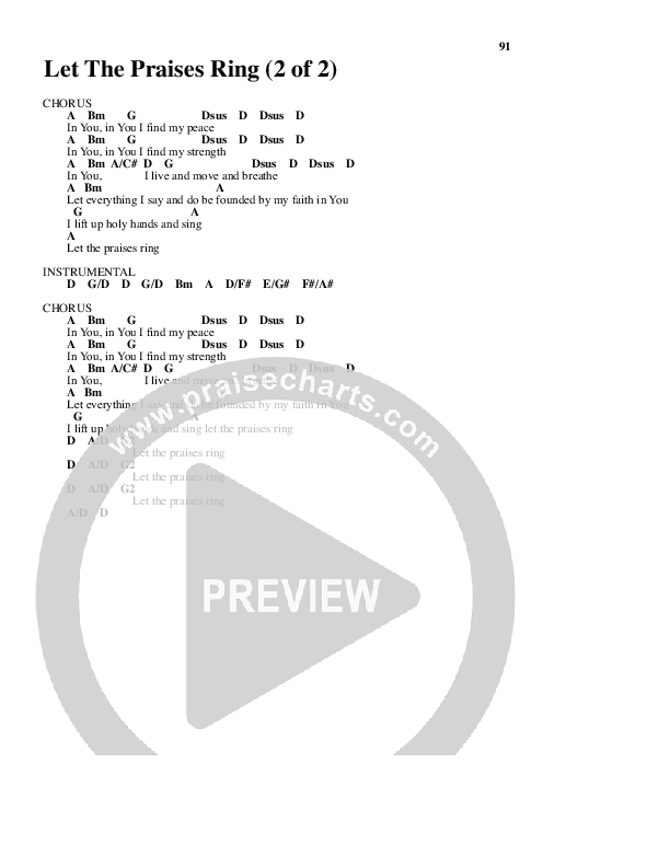 Let The Praises Ring Chord Chart (Travis Cottrell)