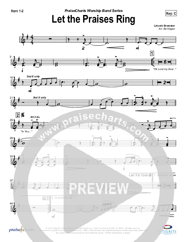 Let The Praises Ring French Horn 1/2 (Travis Cottrell)