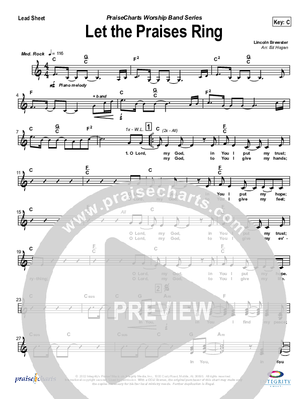 Let The Praises Ring Lead Sheet (SAT) (Travis Cottrell)