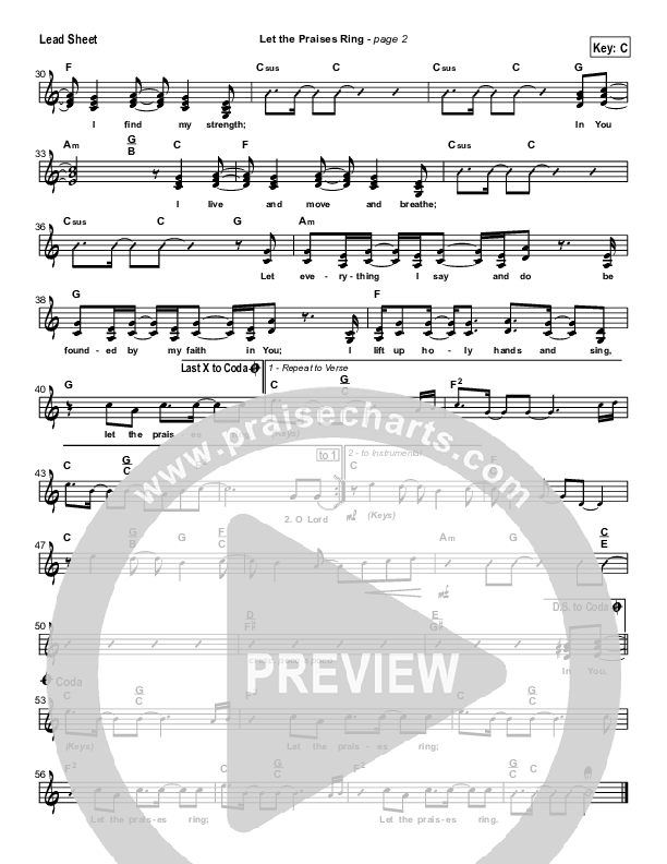 Let The Praises Ring Lead Sheet (SAT) (Travis Cottrell)