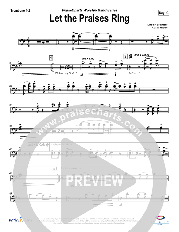 Let The Praises Ring Trombone 1/2 (Travis Cottrell)