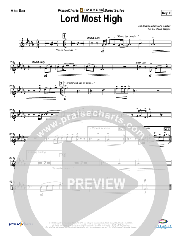 Lord Most High Alto Sax Sheet Music PDF (Bob Fitts) PraiseCharts