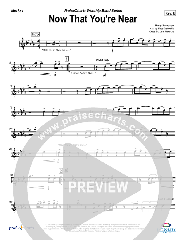 Now that You're Near Alto Sax (Hillsong Worship)