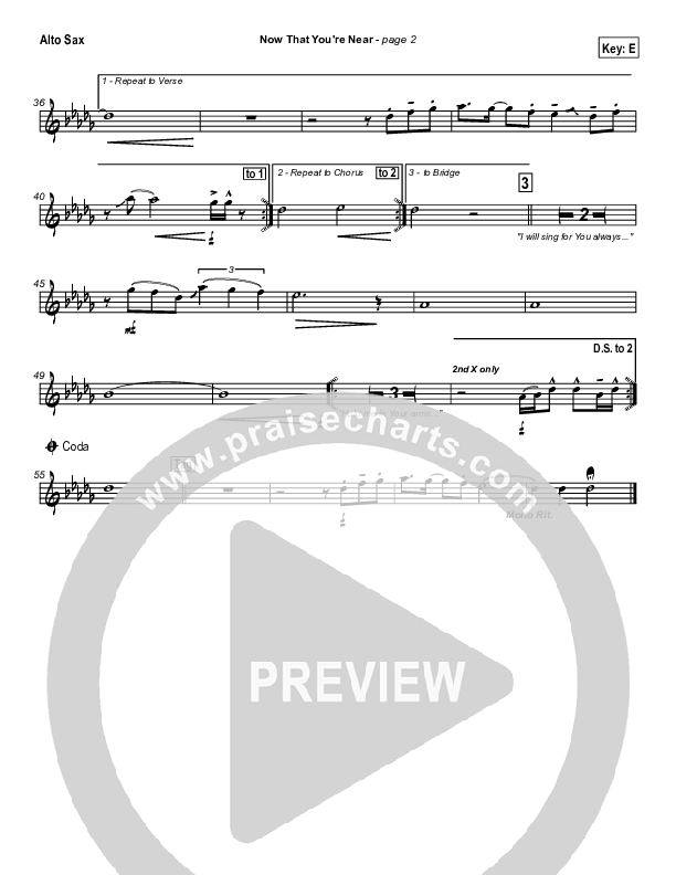 Now that You're Near Alto Sax (Hillsong Worship)
