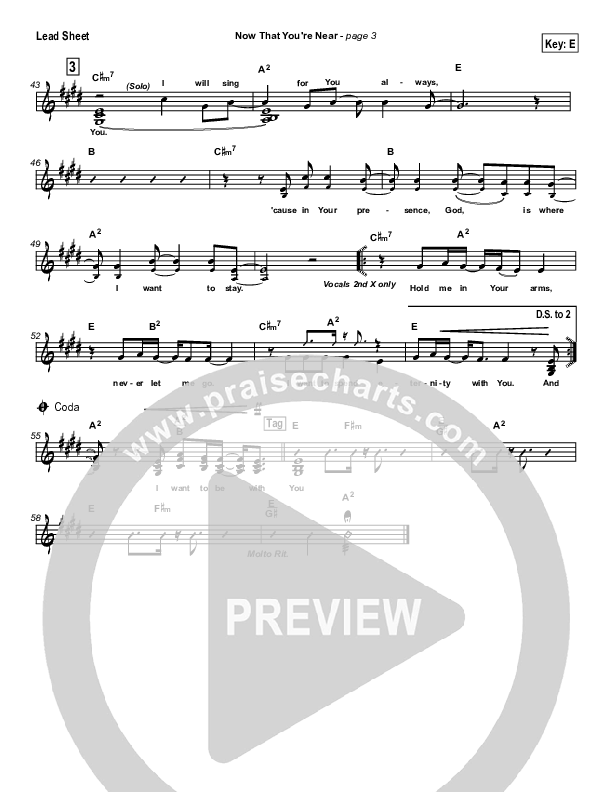 Now that You're Near Lead Sheet (Hillsong Worship)