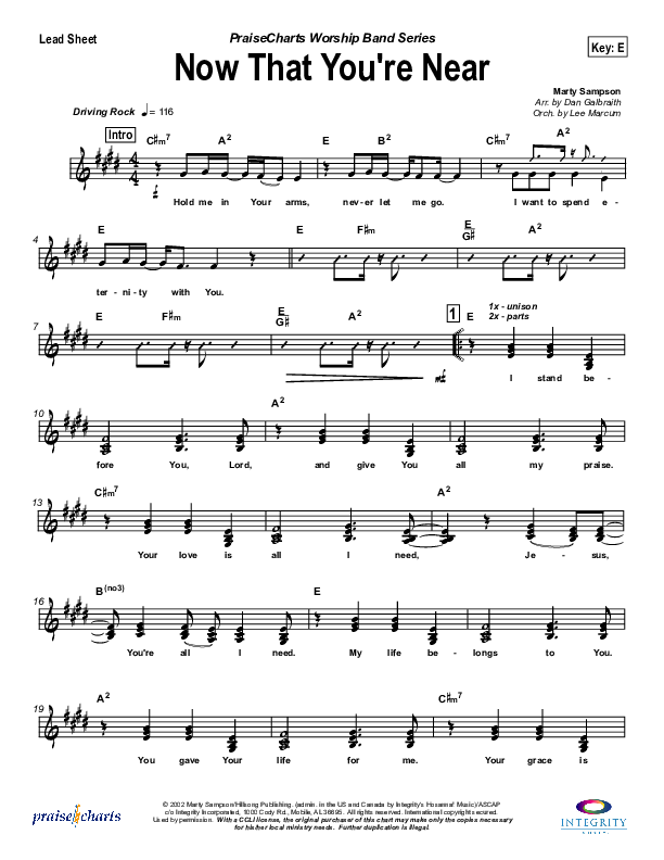 Now that You're Near Lead Sheet (SAT) (Hillsong Worship)