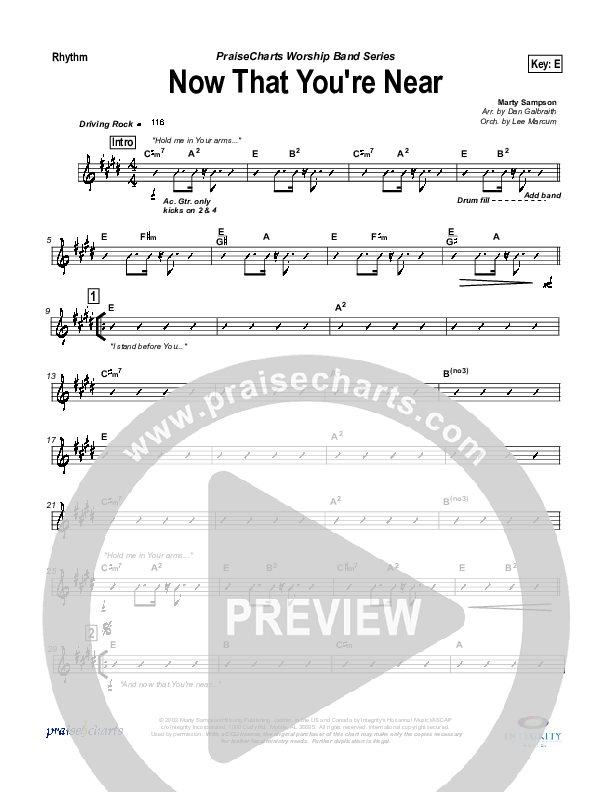 Now that You're Near Rhythm Chart (Hillsong Worship)