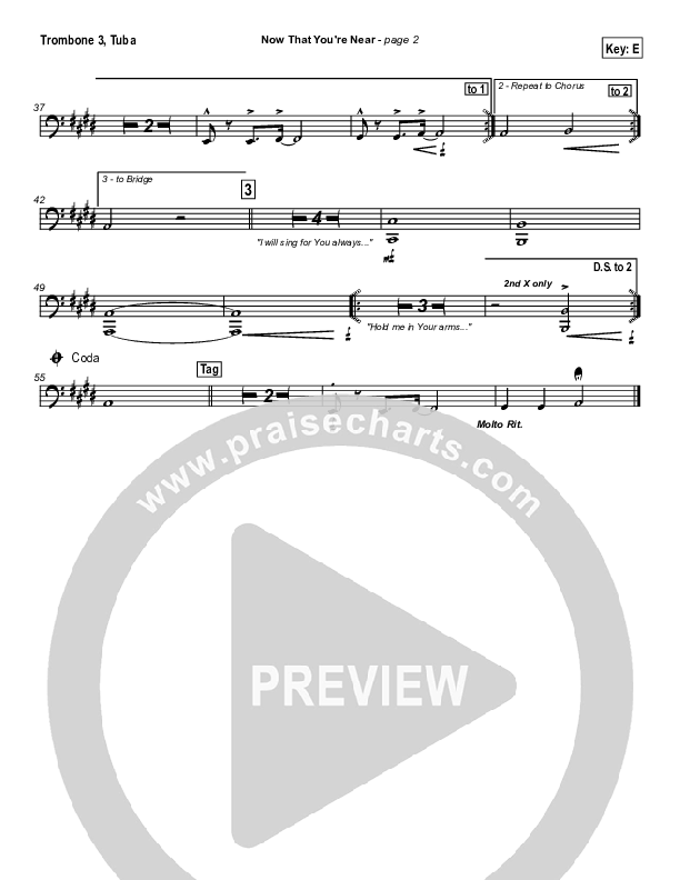 Now that You're Near Trombone 3/Tuba (Hillsong Worship)