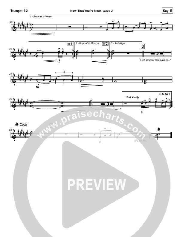 Now that You're Near Trumpet 1,2 (Hillsong Worship)