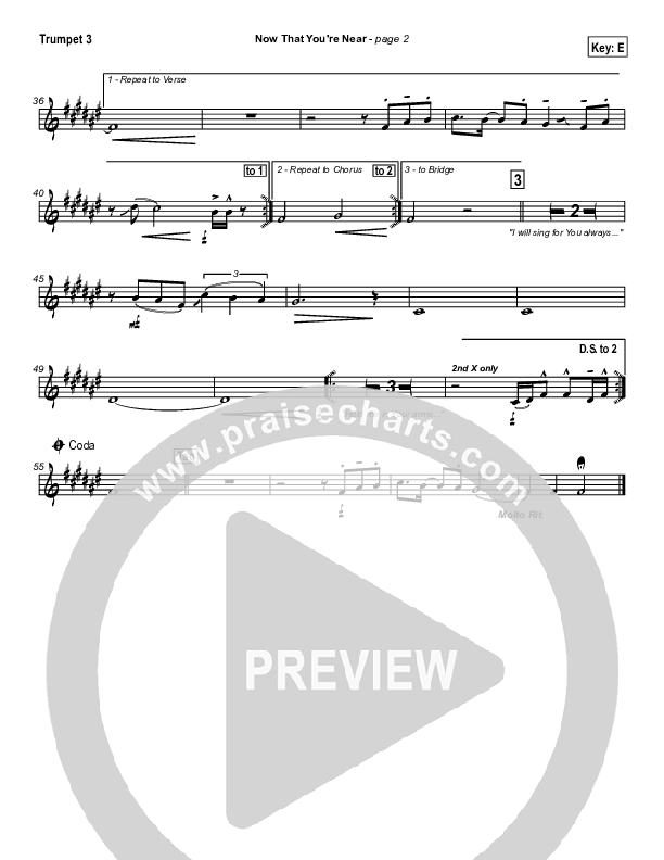 Now that You're Near Trumpet 3 (Hillsong Worship)