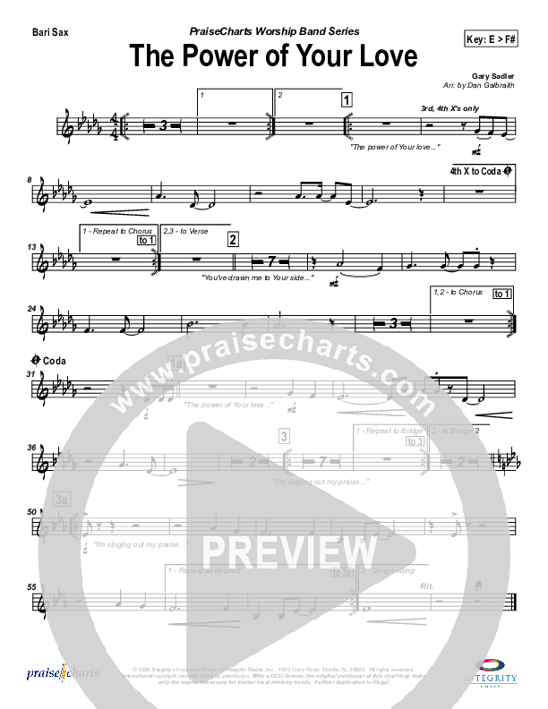 The Power Of Your Love Bari Sax (Travis Cottrell)