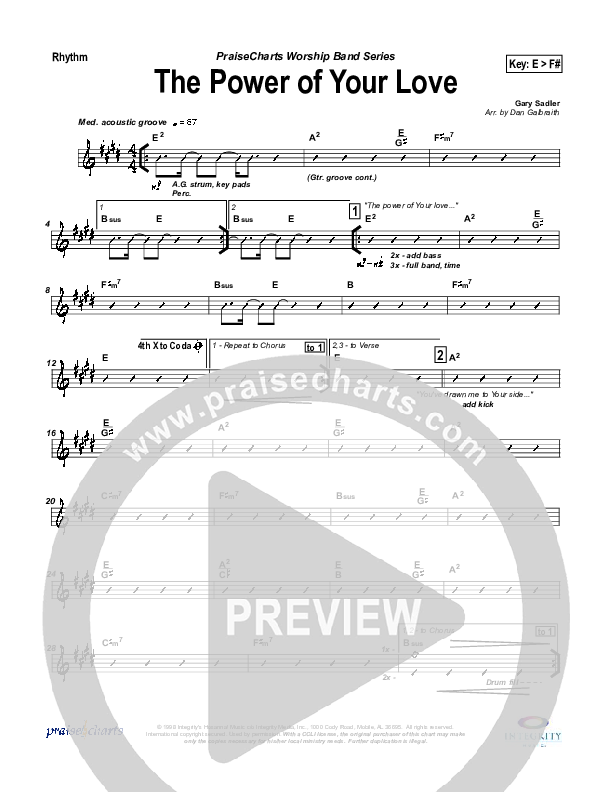 The Power Of Your Love Rhythm Chart (Travis Cottrell)
