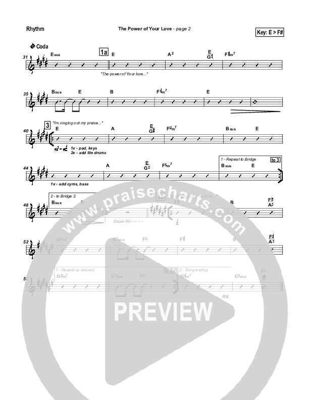 The Power Of Your Love Rhythm Chart (Travis Cottrell)