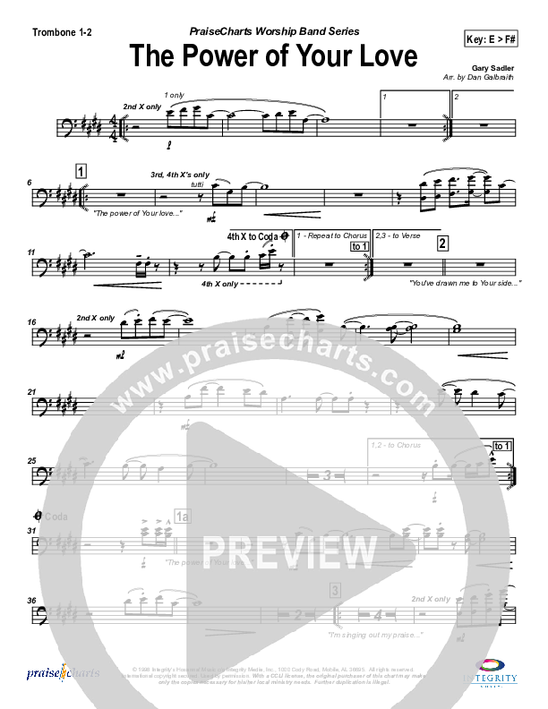 The Power Of Your Love Trombone 1/2 (Travis Cottrell)