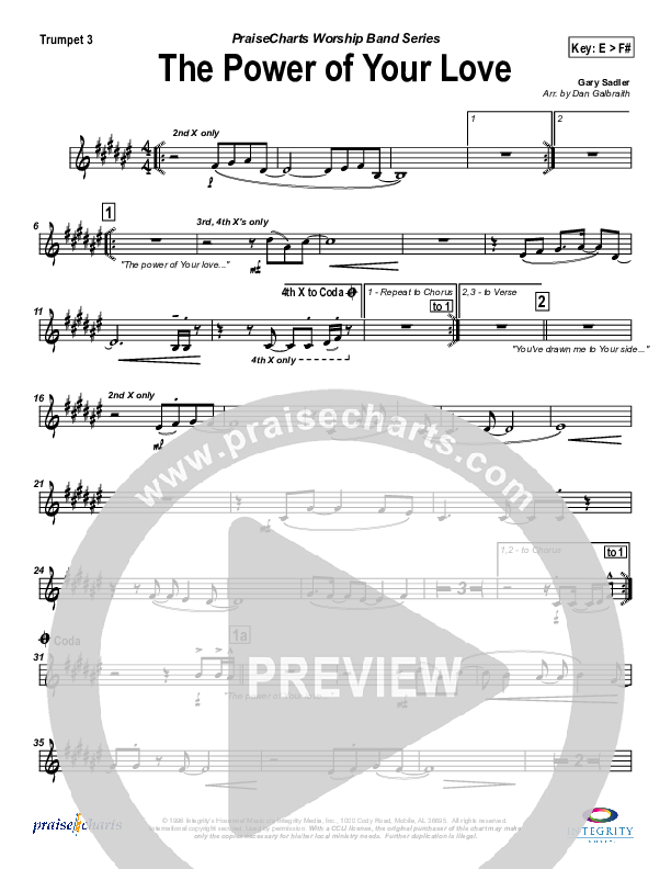 The Power Of Your Love Trumpet 3 (Travis Cottrell)