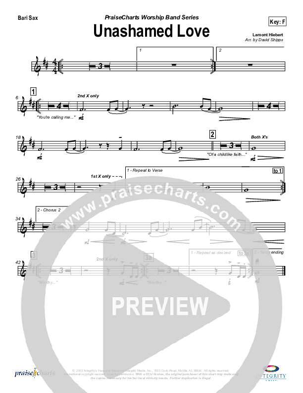 Unashamed Love Bari Sax (Travis Cottrell)