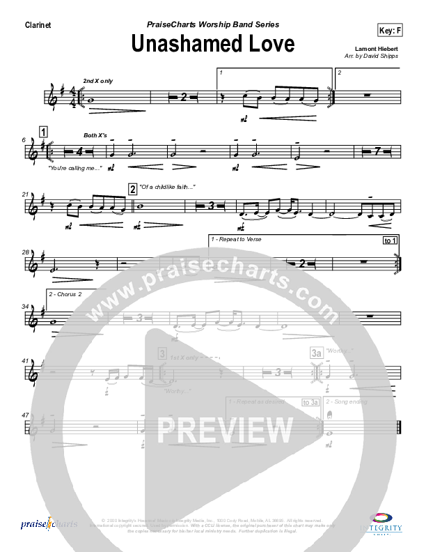 Unashamed Love Clarinet (Travis Cottrell)