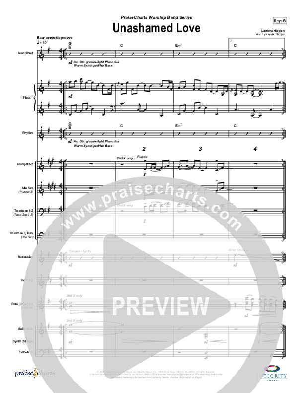 Unashamed Love Conductor's Score (Travis Cottrell)