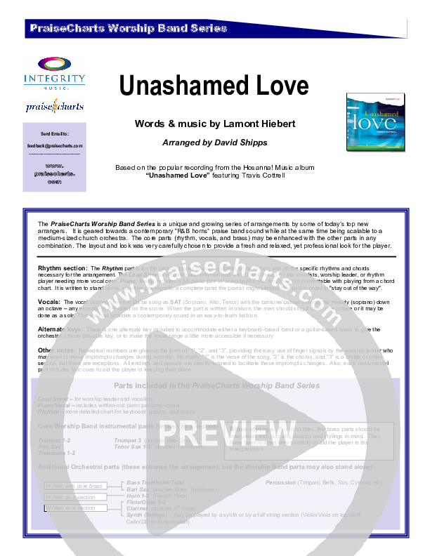 Unashamed Love Cover Sheet (Travis Cottrell)
