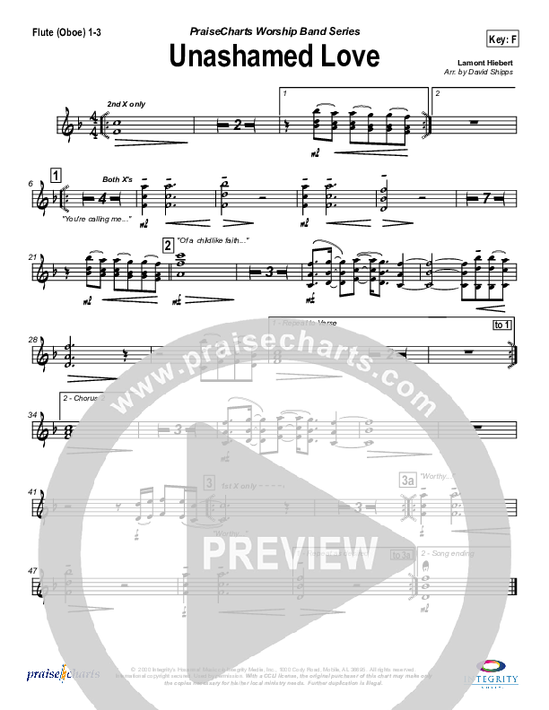 Unashamed Love Flute/Oboe 1/2/3 (Travis Cottrell)