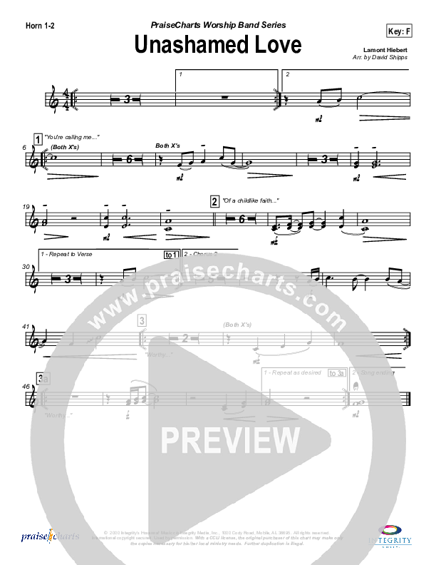 Unashamed Love French Horn 1/2 (Travis Cottrell)