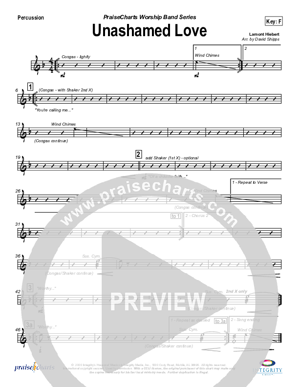 Unashamed Love Percussion (Travis Cottrell)