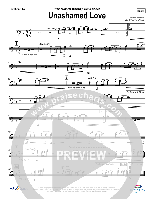 Unashamed Love Trombone 1/2 (Travis Cottrell)