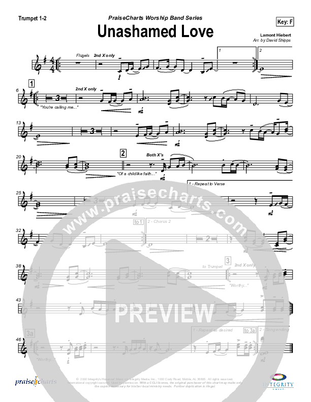 Unashamed Love Trumpet 1,2 (Travis Cottrell)