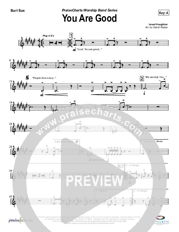 You Are Good Bari Sax (Travis Cottrell)