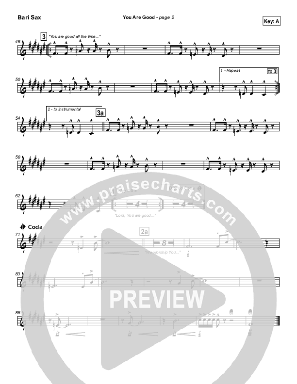 You Are Good Bari Sax (Travis Cottrell)