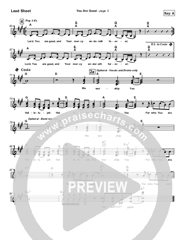 You Are Good Lead Sheet (Travis Cottrell)