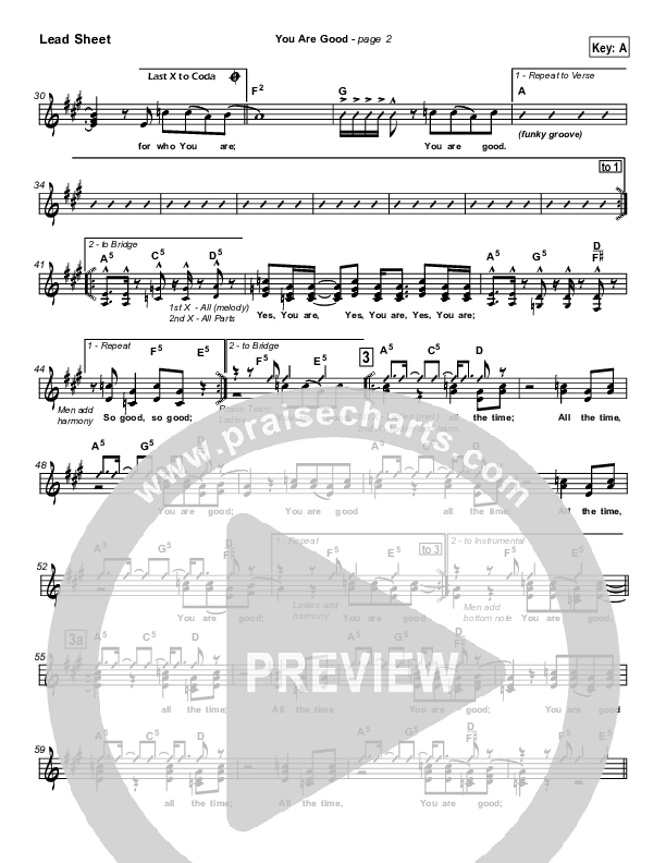 You Are Good Lead Sheet (SAT) (Travis Cottrell)