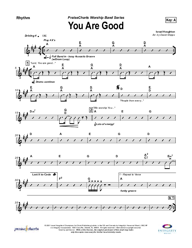 You Are Good Rhythm Chart (Travis Cottrell)