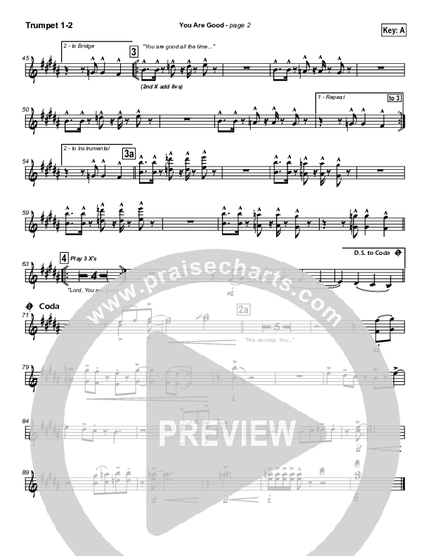 You Are Good Trumpet 1,2 (Travis Cottrell)
