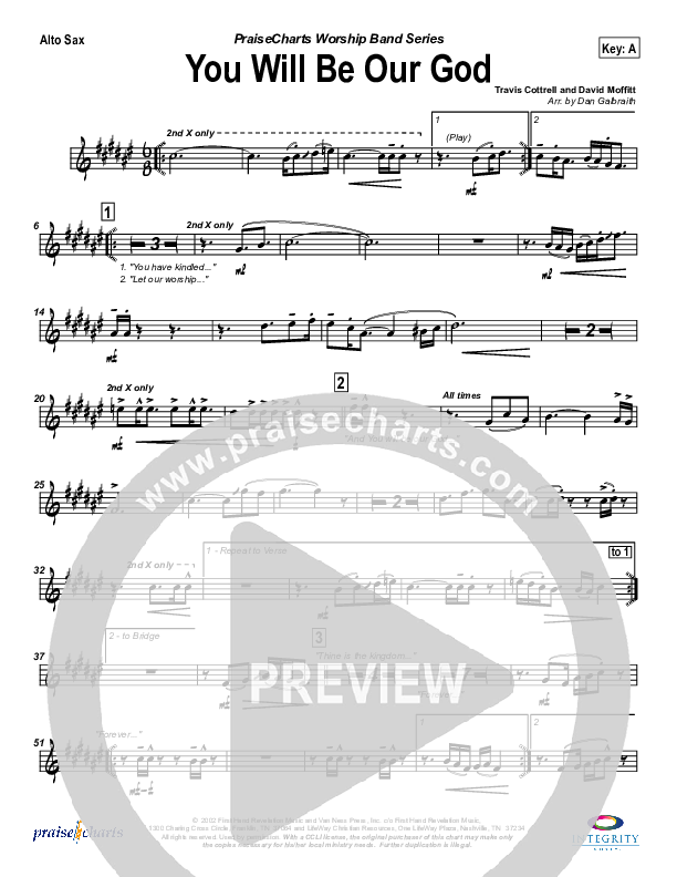 You Will Be Our God Alto Sax (Travis Cottrell)