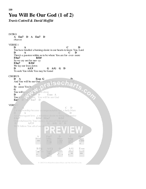 You Will Be Our God Chord Chart (Travis Cottrell)