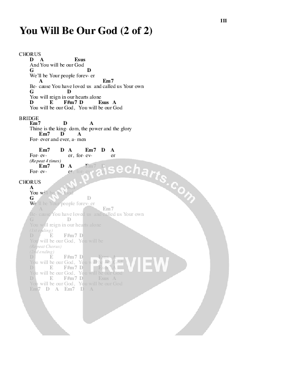 You Will Be Our God Chord Chart (Travis Cottrell)