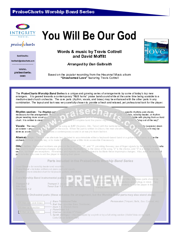 You Will Be Our God Cover Sheet (Travis Cottrell)