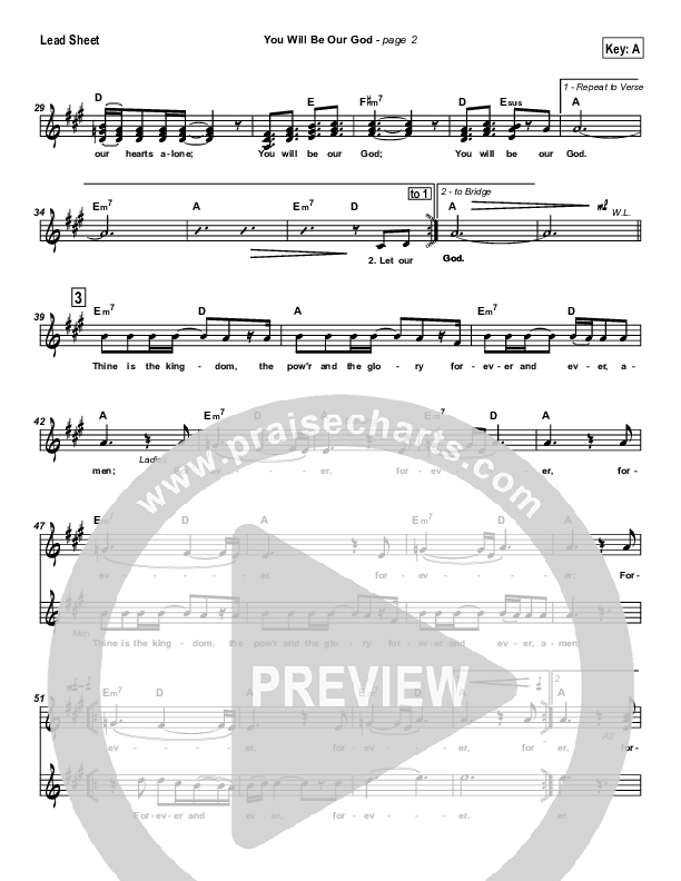 You Will Be Our God Lead Sheet (Travis Cottrell)