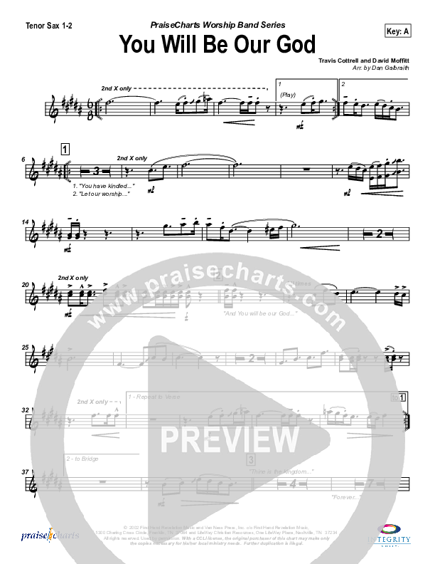 You Will Be Our God Tenor Sax 1/2 (Travis Cottrell)