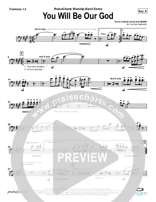 You Will Be Our God Trombone 1/2 (Travis Cottrell)