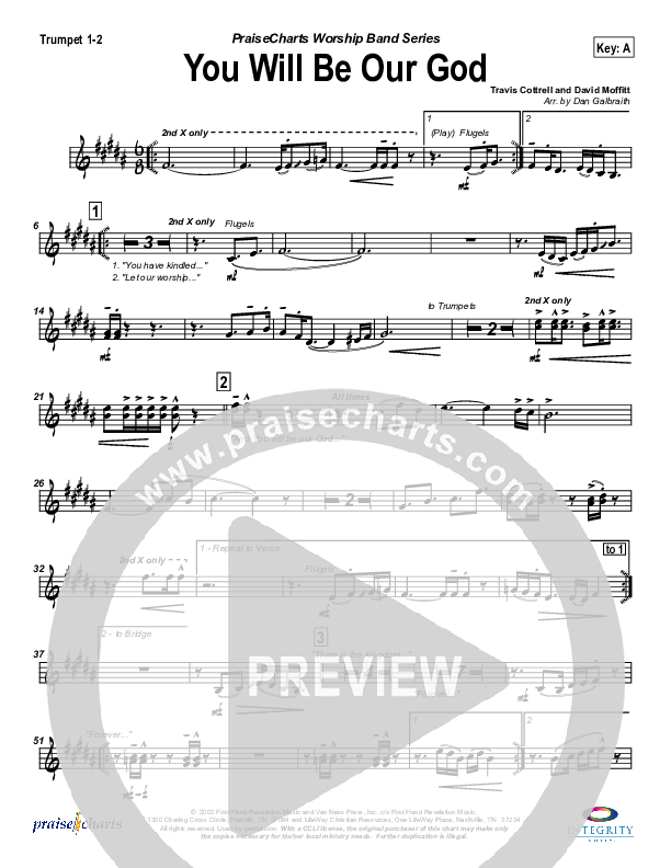 You Will Be Our God Trumpet 1,2 (Travis Cottrell)