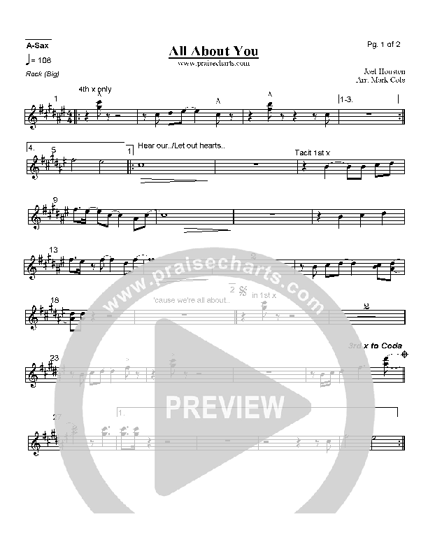 All About You Alto Sax (Hillsong UNITED)