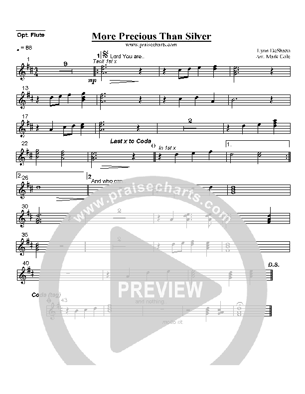 More Precious Than Silver Flute (Lynn DeShazo)